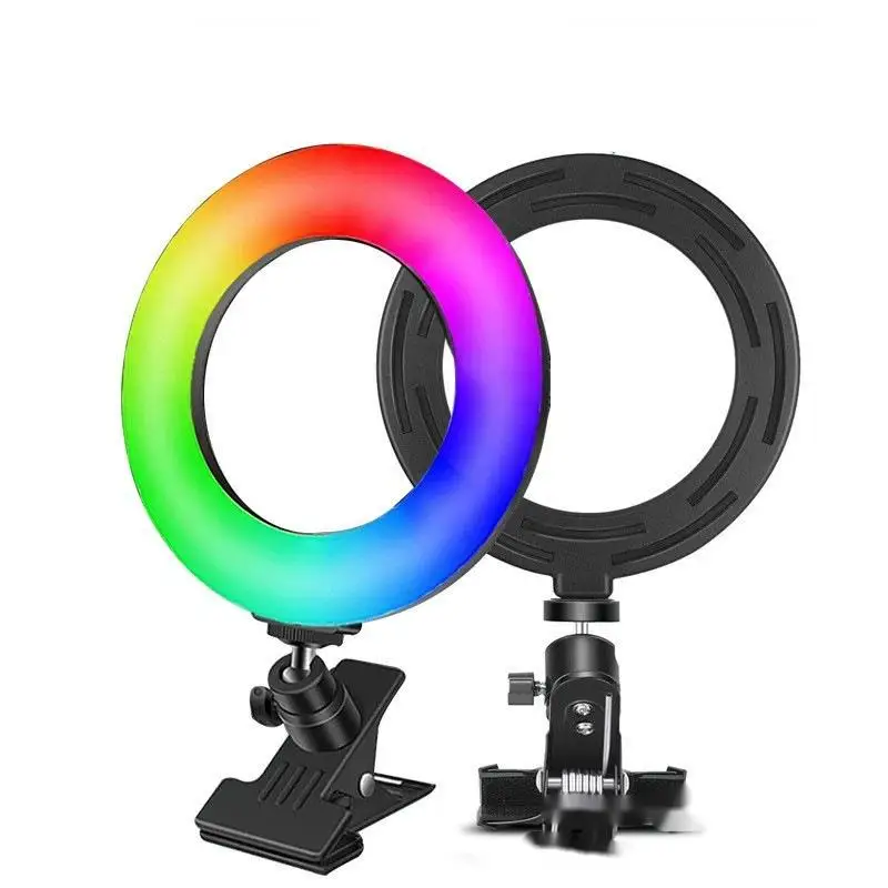 RGB свет регулируемый 360 градусов поворачивается 6 дюймов 16 см светодиодный кольцевой светильник с зажимом камеры
