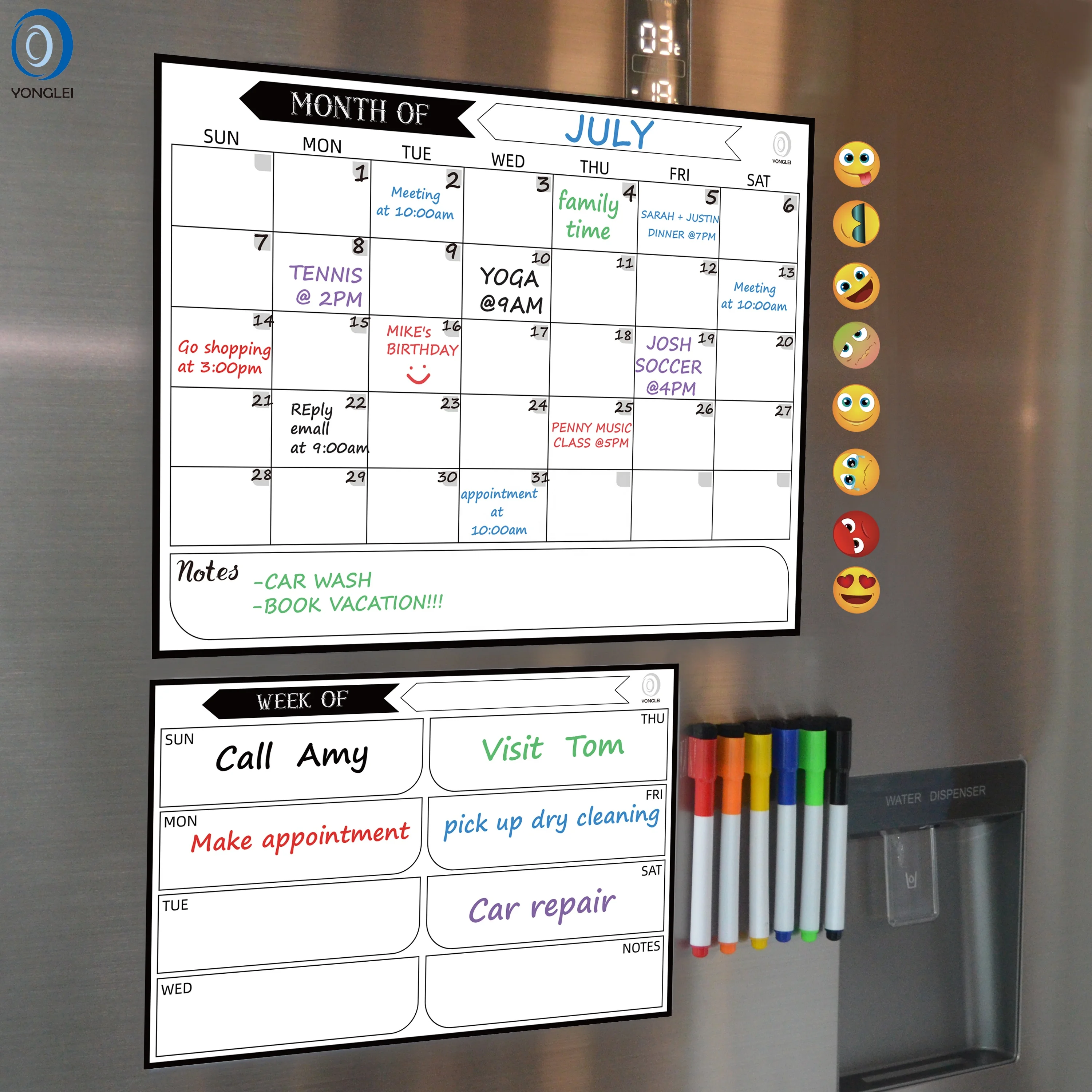 10.3P-2 Magnetic fridge calendar whiteboard magnetic dry erase whiteboard planner for fridge