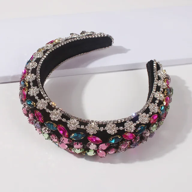 Bohemian crystal diamond headband with sparkling and gorgeous rhinestone flower headband, bride wedding headband