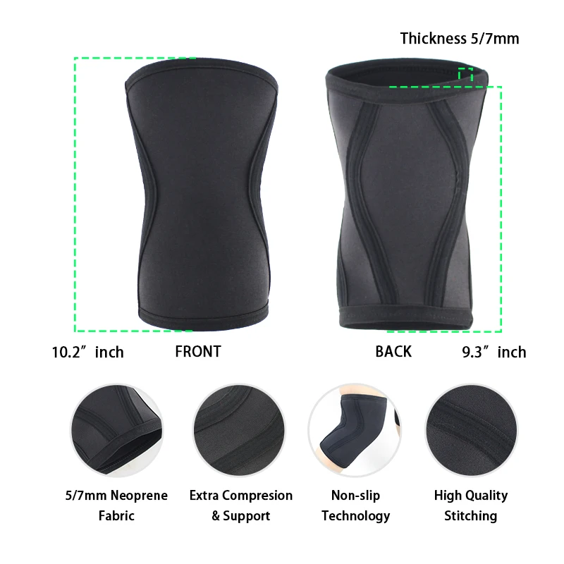 KS -906 Top Quality SCR  Knee pad 7MM  Neoprene Knee Sleeve Black Knee Support