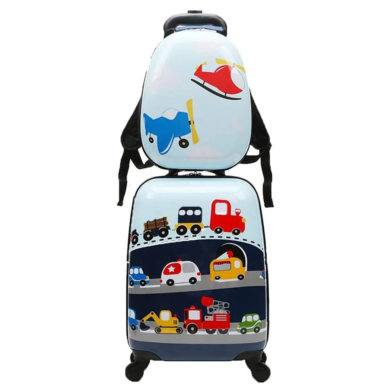 Children Rolling Travel Luggage Suitcase Set Cute Cartoon Pattern Painting with Carry On Wheels Large Capacity Durable Feature