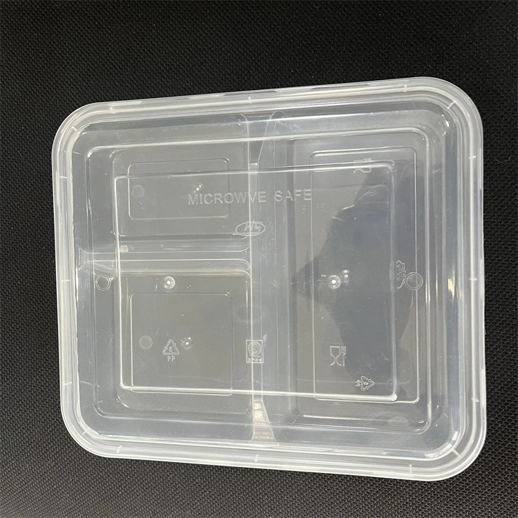 Disposable Plastic Take Away Food Packing Box Lunch 3 Compartment Lunch Box
