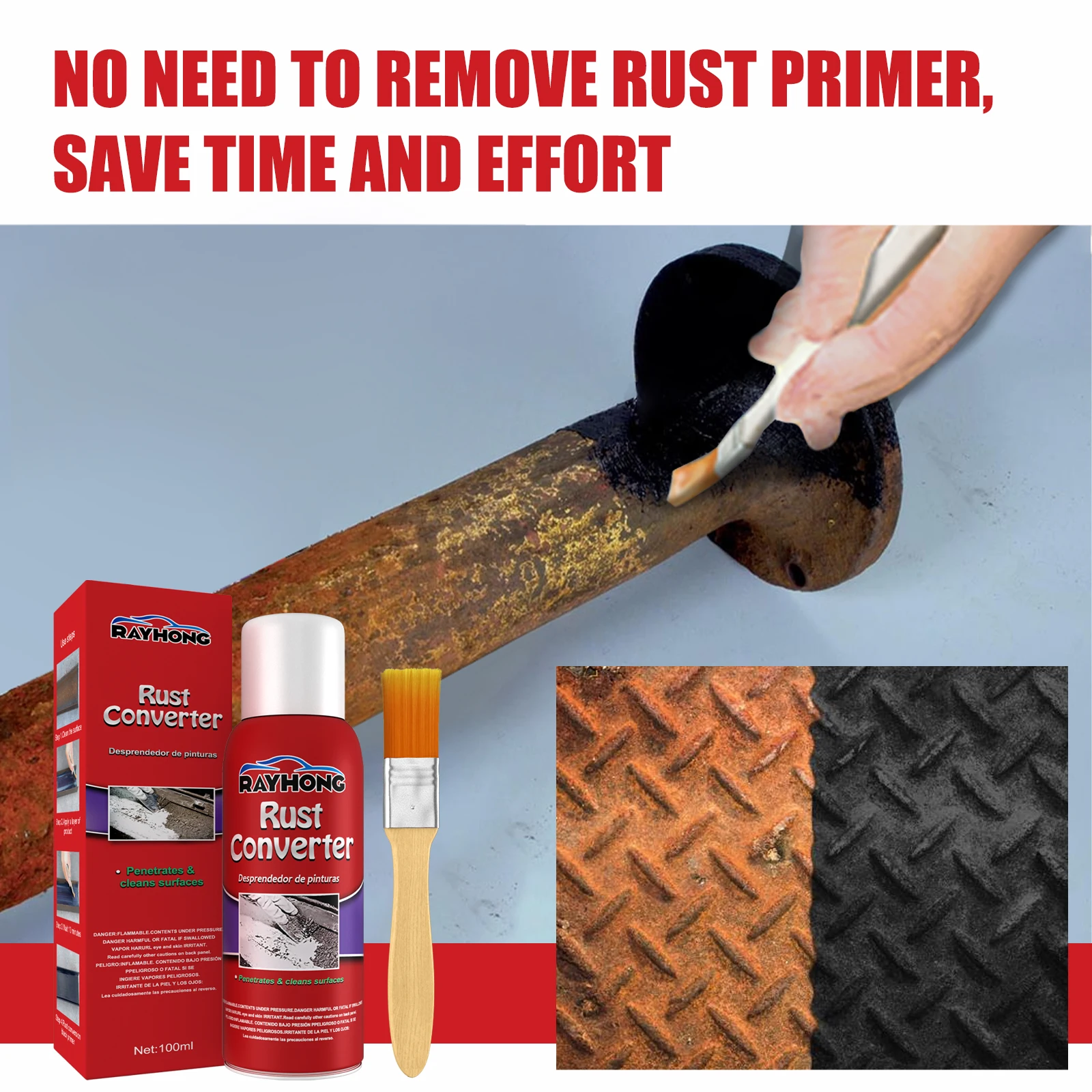 100ml Car Anti-rust Rust Remover Paste Multi Purpose Chassis Rust Converter Repair Protect Iron Metal Surfaces Maintenance Clean