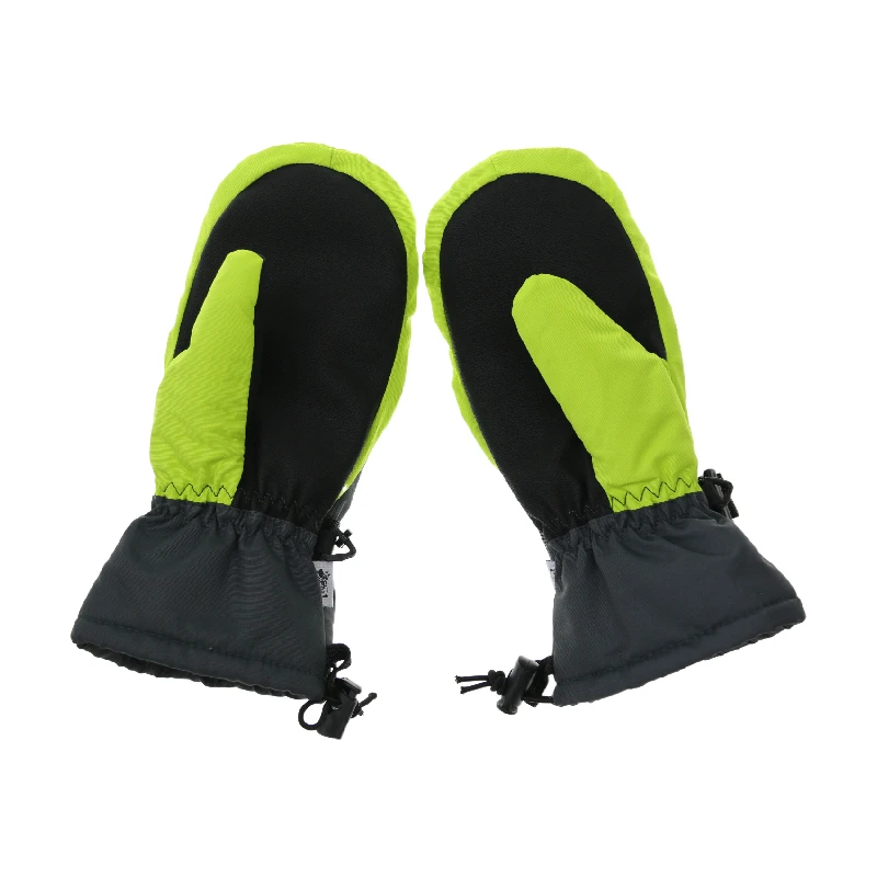 Thick leather ski gloves winter ski sports mittens down warm long cuff baby kids ski mittens