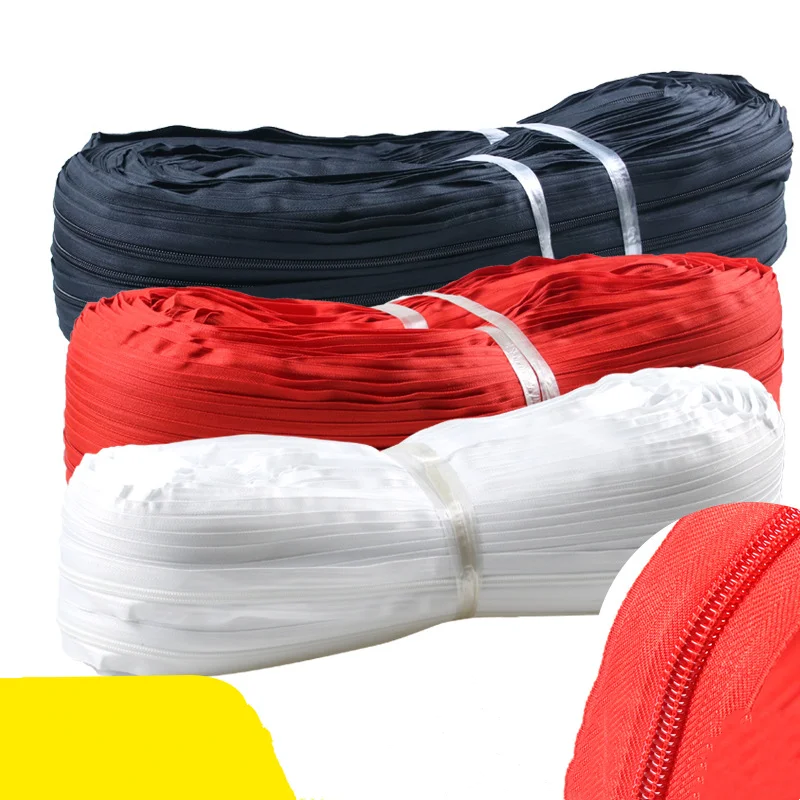 200 ярдов длина 5 # швейная нейлоновая застежка-молния в рулоне (с застежками-молниями) черная белая красная для палатки