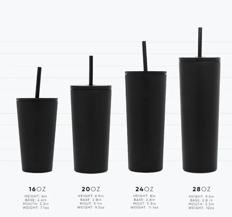 New launched stainless steel tumbler with straw thick double wall multi capacity cold keeping travel camping coffee mugs