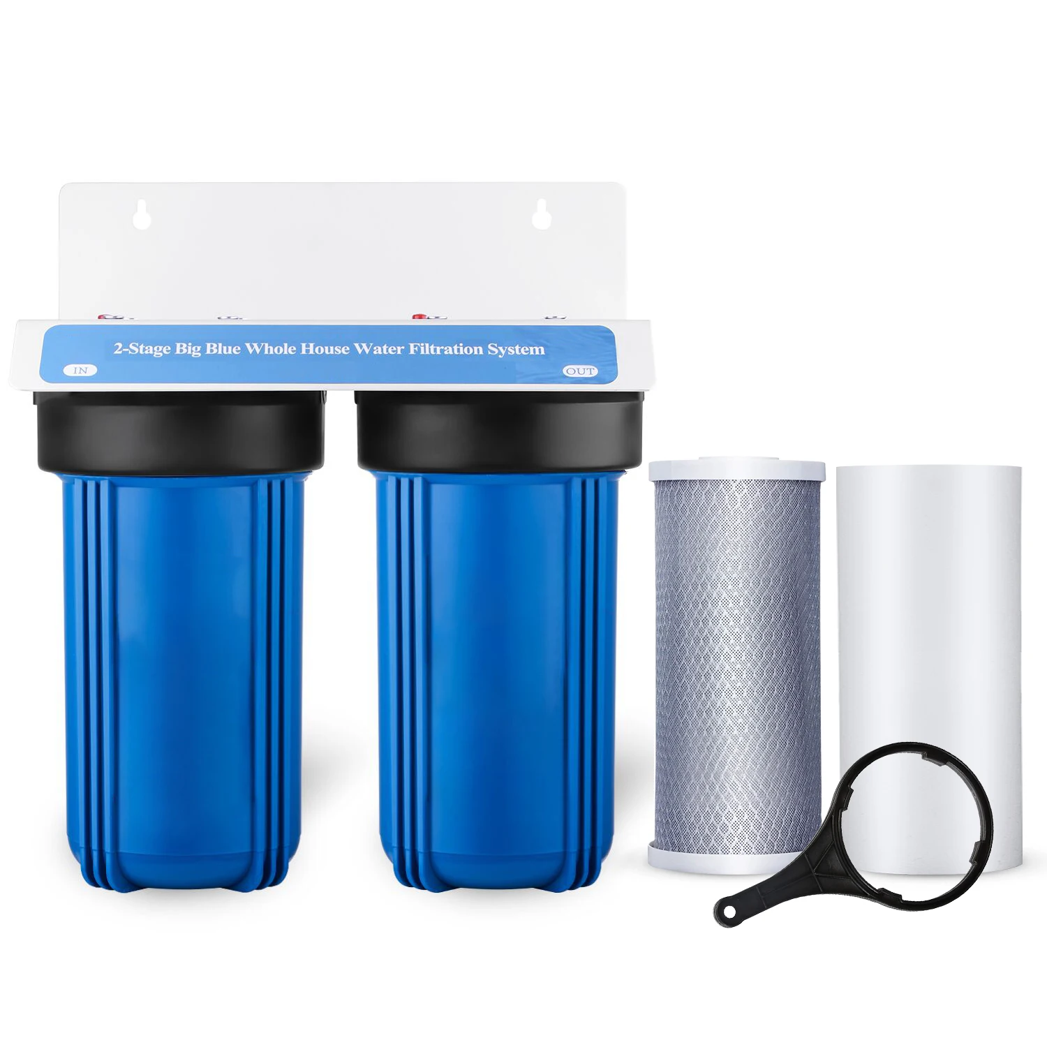2-Stage Whole House Pre-Filtration 10 inch Big Blue Housing  Water Filter with Sediment and Carbon Block
