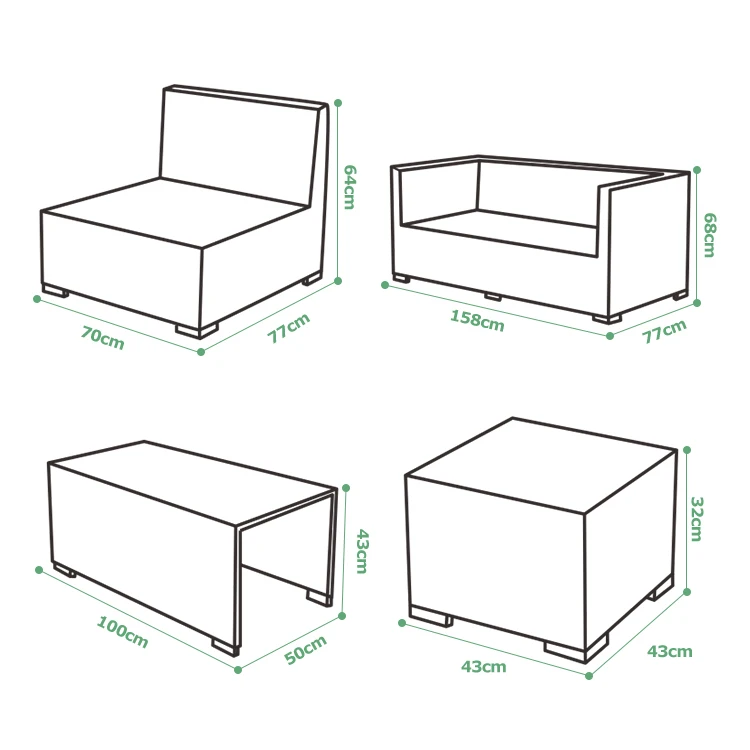 6pcs Outdoor Patio Furniture Sets PE Wicker Rattan Furniture Garden Furniture Sets With No Installation Required