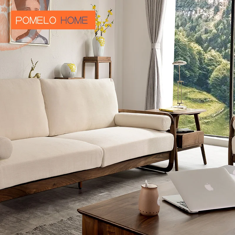 Pomelohome Imported North American black walnut single person sofa household living room supplies are hand-polished