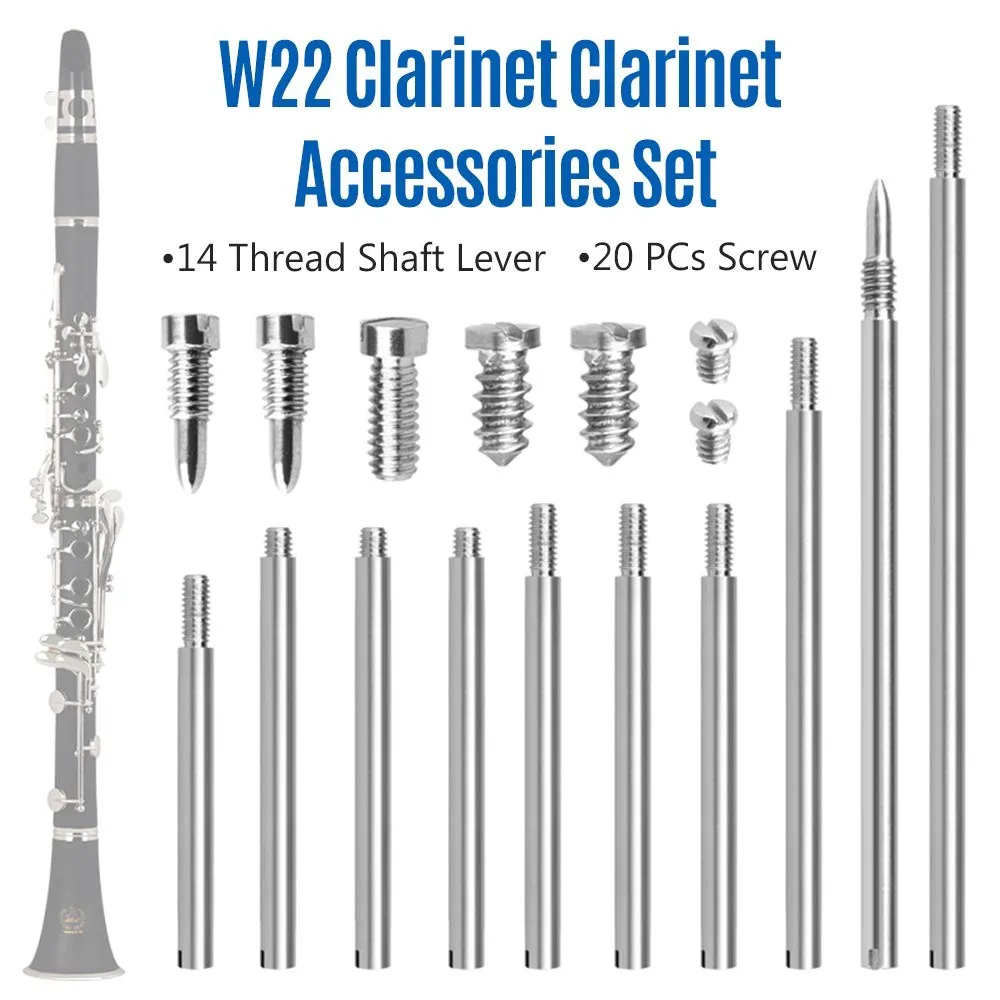 Professional Clarinet Accessories Set 14pcs Threaded Shaft Lever 20pcs Screws Wind Instrument Repair Parts