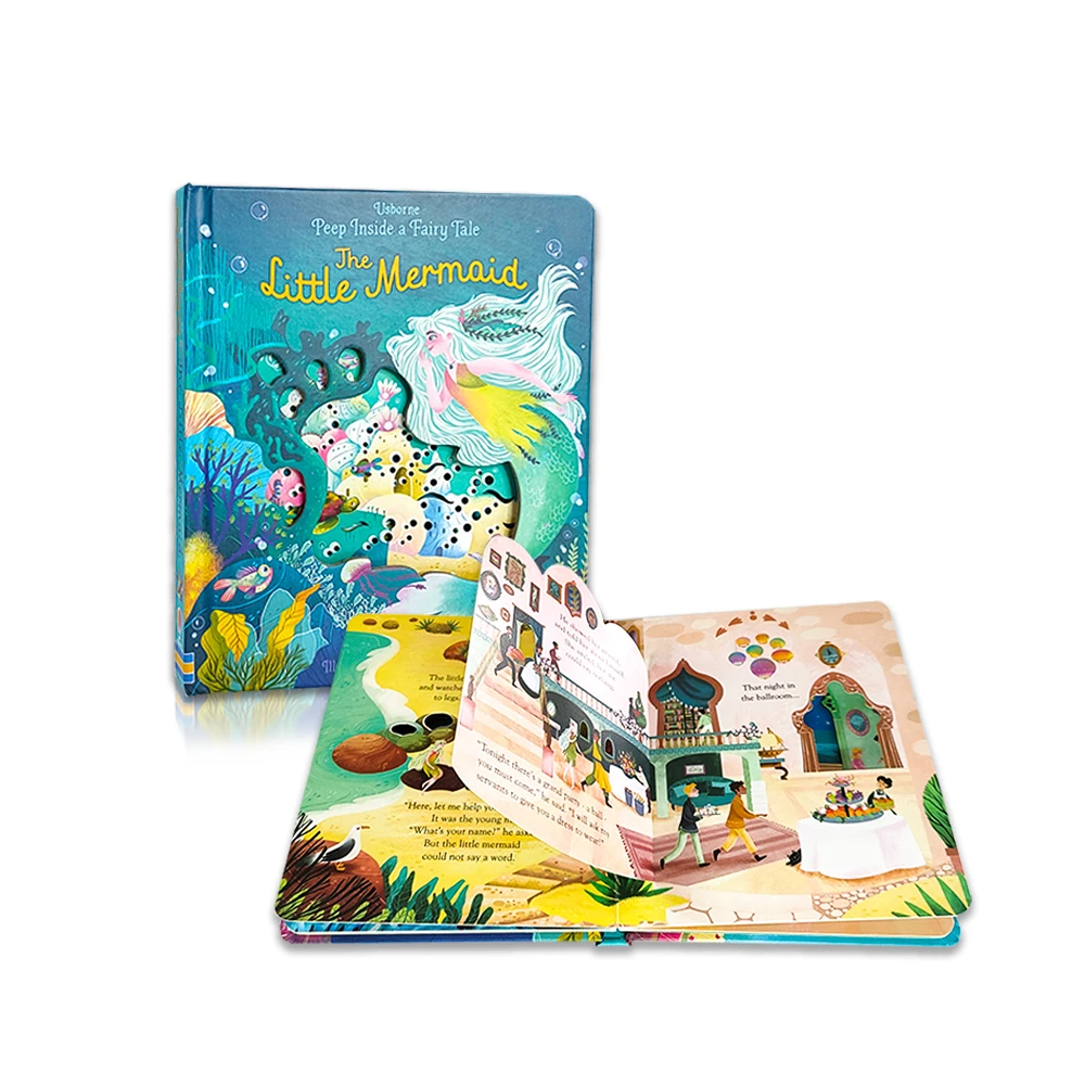 Custom Print Story Book Series Hardcover The Little Mermaid Children Picture pop up lift the flap books Set