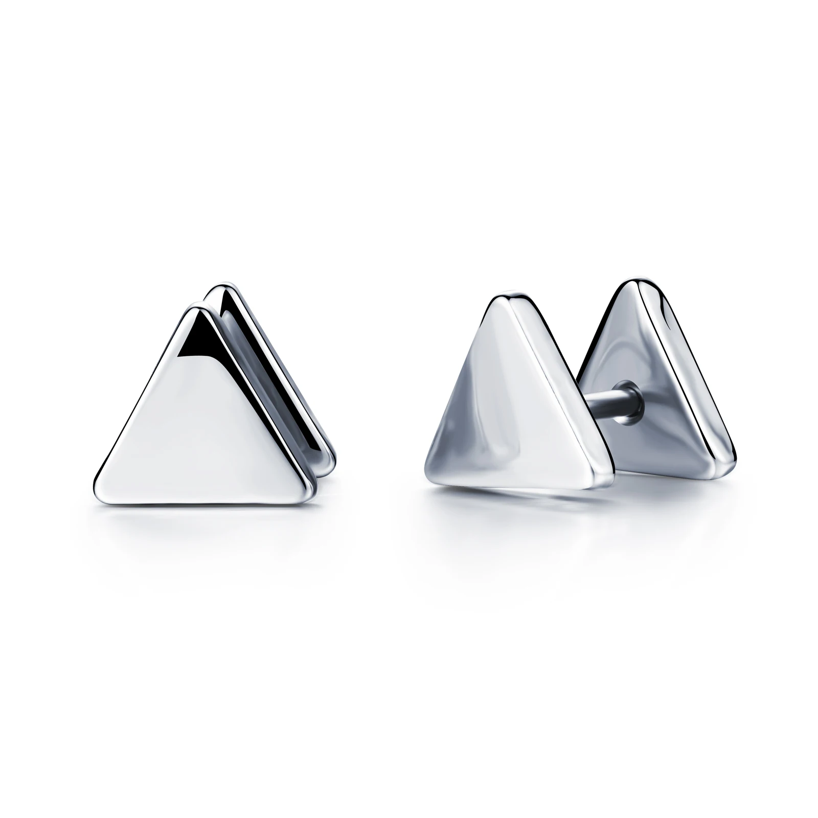 DK Trendy Stainless Steel Geometric Shape Stud Earring Personalized Double-sided Jewelry Unisex Triangle Shape Earrings