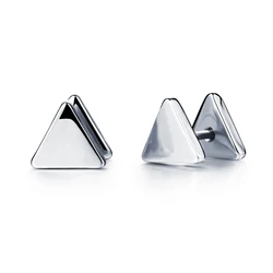 DK Trendy Stainless Steel Geometric Shape Stud Earring Personalized Double-sided Jewelry Unisex Triangle Shape Earrings