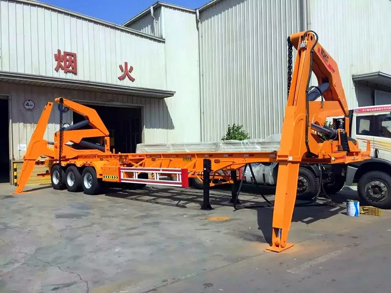 3 Axles 40 Ton Self Loading Container Trailer Side Lifter Lifting Crane Container Sime Trailer For Sale