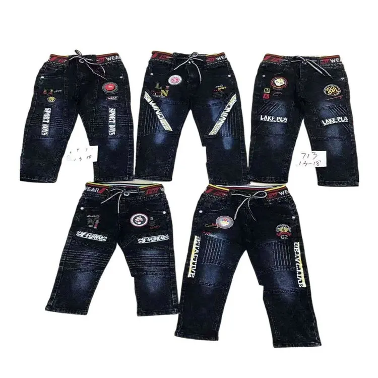 4.4 Dollar Model YQ130 Good Quality Kids Denim high waist jeans pant with different drawing prints and size