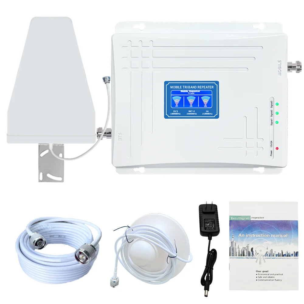 Трехдиапазонный усилитель сигнала мобильного телефона DCS1800/WCDMA2100/LTE2600Mhz 2 3 4G усилитель сигнала/повторитель мобильного сигнала