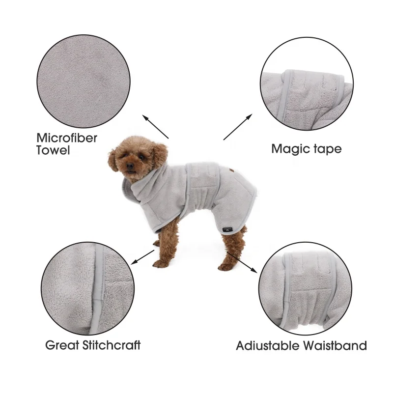 LS Factory Wholesale Customize Dog Drying Coat Microfiber Fast Drying Super Absorbent Dog Bathrobe Towel