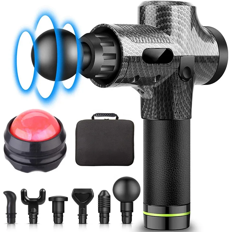 
2021 New Fitness Products Percussion Therapy Deep Tissue Muscle Massage Gun Brushless Custom With A Massage Roller Ball 