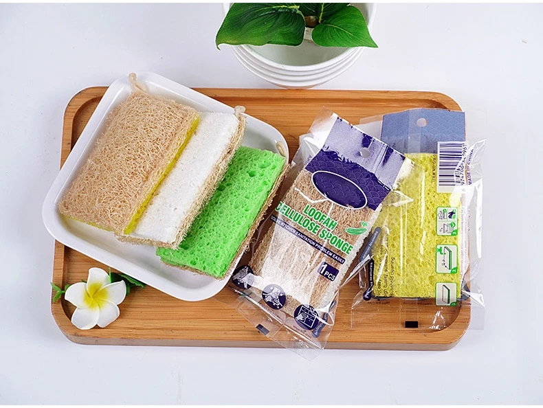 Wholesale Natural Loofah Loofa Luffa Lofa Eco Scourer Sponges Wood Pulp Sponge for Kitchen Household Use