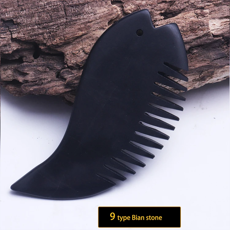 obsidian stone price obsidian guasha stone comb massager natural massage black obsidian bian stone facial Guasha Scraping Tool