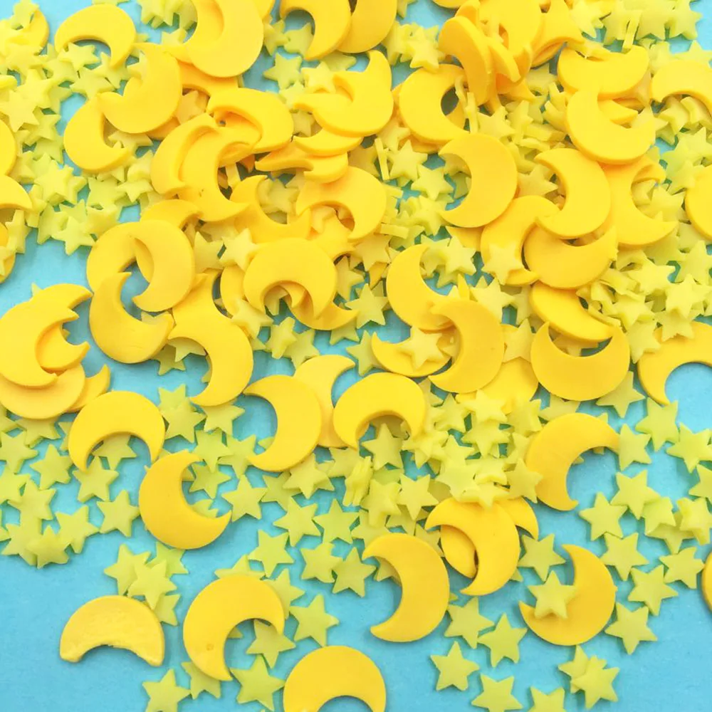 
Yellow Star Moon Slices Polymer Clay Sprinkles For Crafts DIY Making Nail Arts Slices Scrapbooking For Phone Decor 
