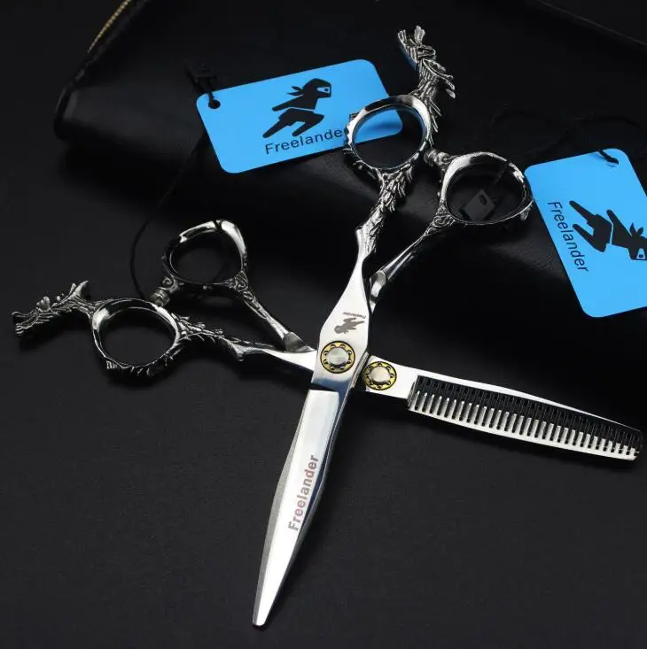 free shipping 6.0 inch dragon tail  handle professional barber fancy scissors