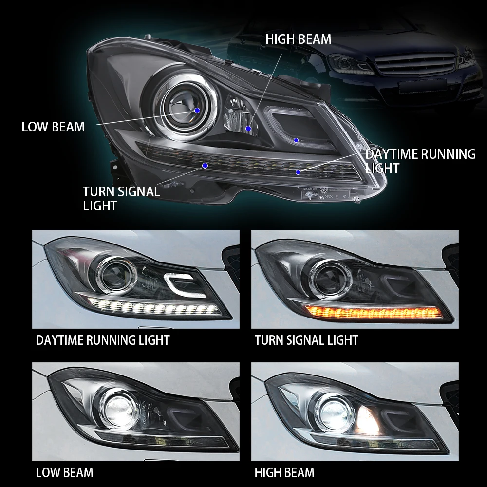 headlight For mercedes benz w204 headlight led lamp C 180 C250 2012 2013 2014 C63 Headlamp