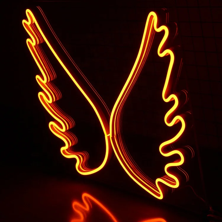 Custom design outdoor LED Illuminated Logo Acrylic angel wings neon light