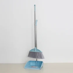 New design floor cleaning tool stainless steel handle soft plastic broom and dustpan