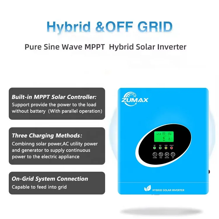 2024 New Design zumax 3.6kva 4.6kva 6.6kva off grid solar inverter solar hybrid inverter 24v 48v With MPPT Charge Controller