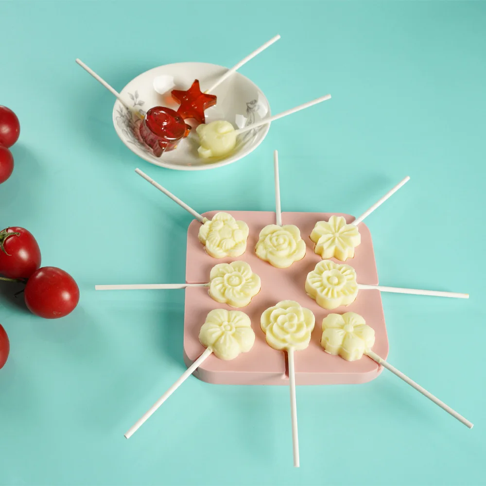 Hot Sales DIY Lollipop Mold Silicone Ice Lollipop Fudge Candy Chocolate Mold 6 Grid Cake Tool For Baby Safe Silicone Mold