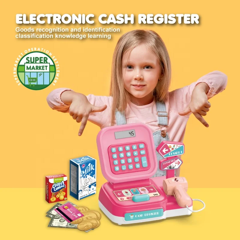Best Kids Toys Pretend Play Preschool Toys Supermarket Cash Register with Digital Display Screen and Calculation for Girls
