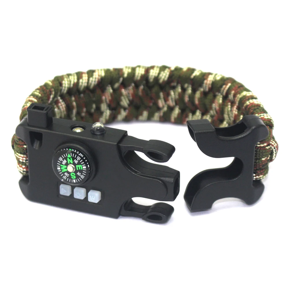 Hot Seller Survival Outdoor Survival Bracelet, Wholesale Factory Mens Camping Gift Charm Bracelet