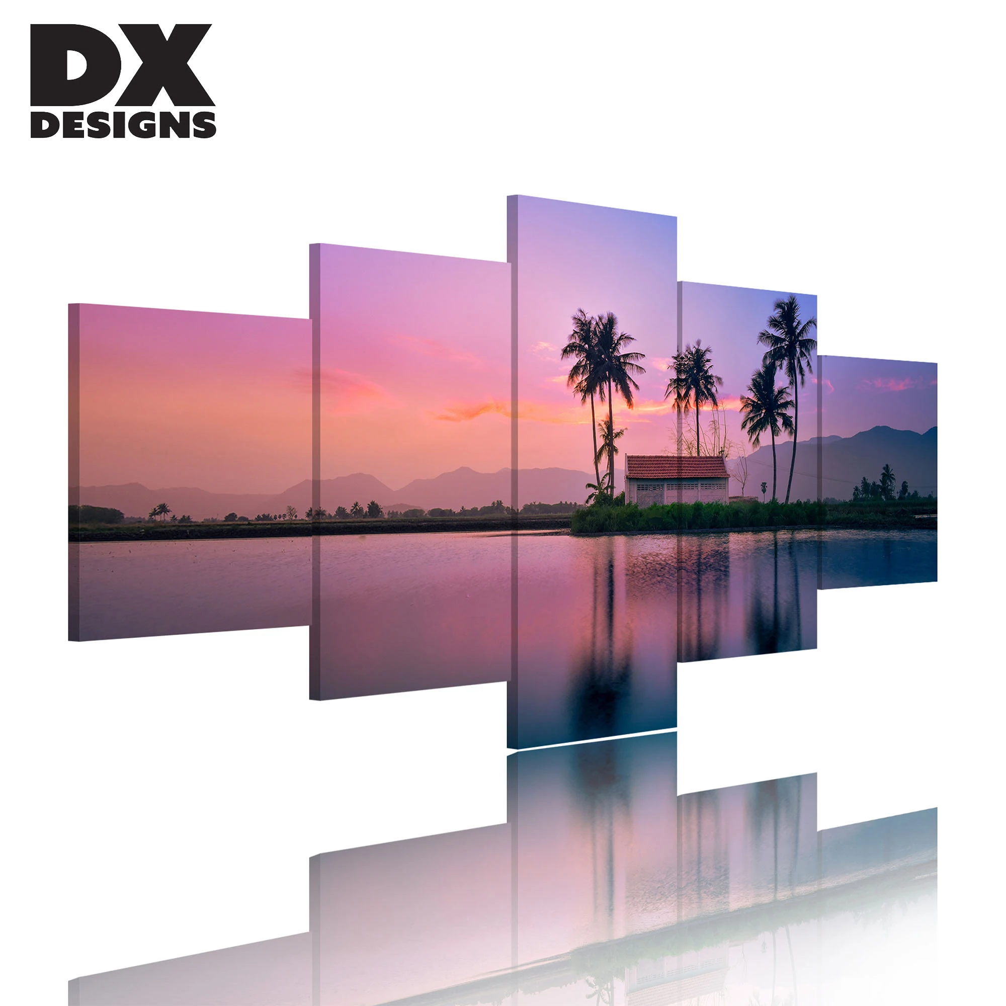 Custom Canvas Printing 5 Piece Landscape Painting Wall Painting Decor Print Art