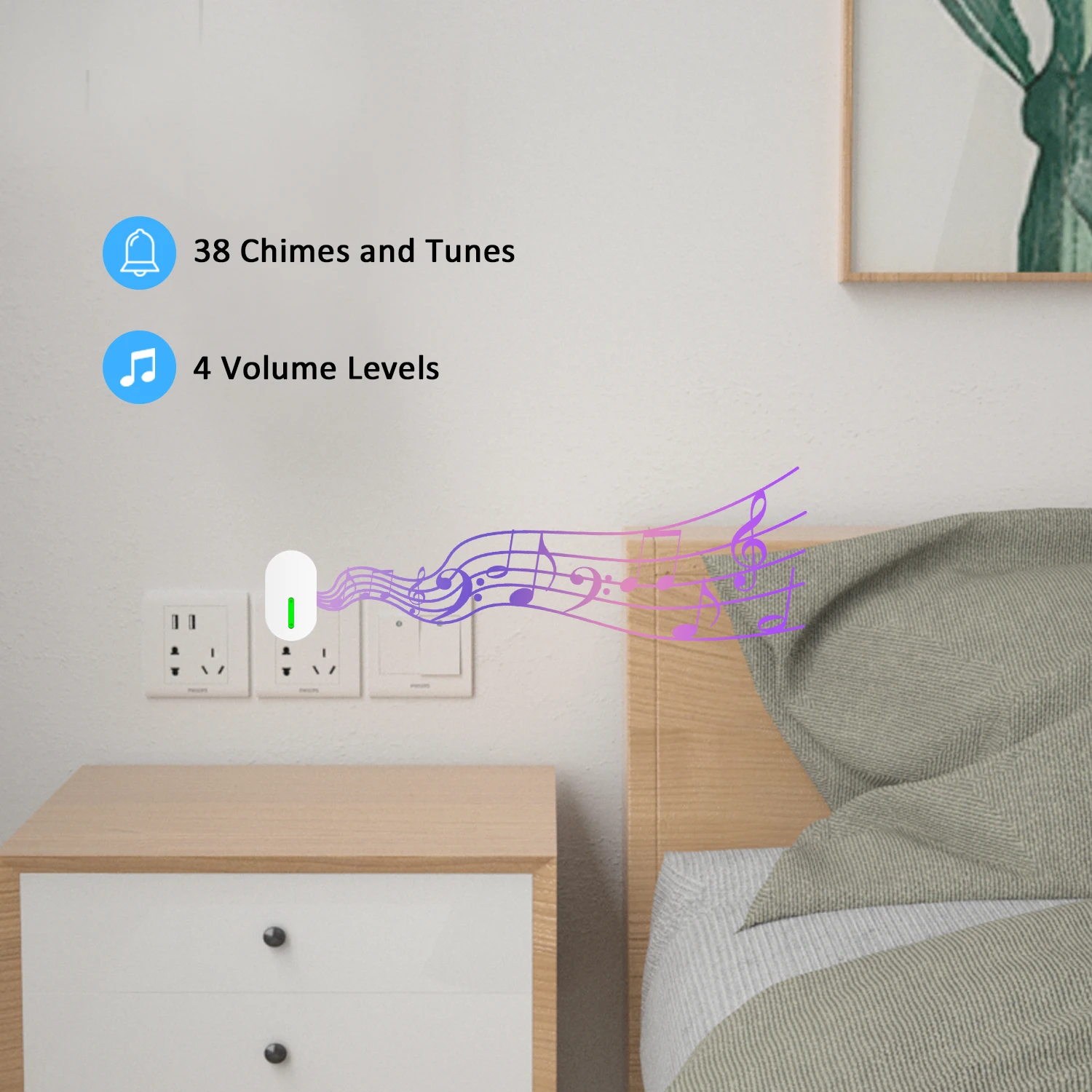 No Battery Required 1 transmitter  2 receiver Wireless Doorbell Door Chime  Waterproof Self-powered Wireless Doorbell