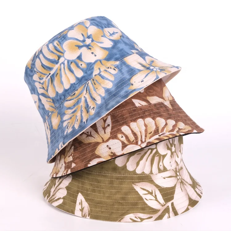 High Quality Wholesale Flower Pattern custom Cotton Designer Reversible Bucket Hats Bulk for Women