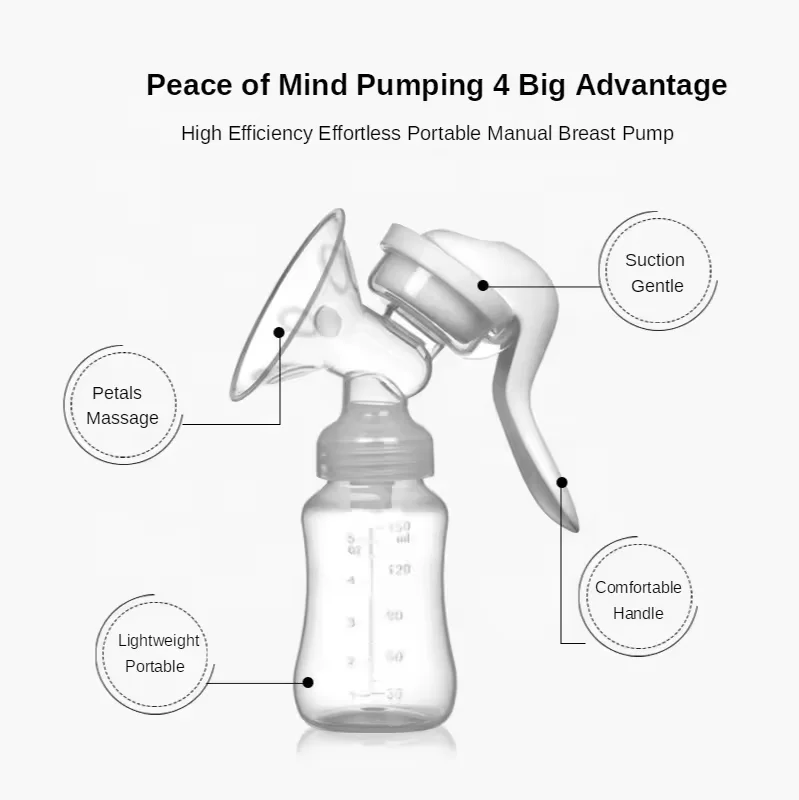 High Quality Portable Silicone Manual Massage Cordless Sucker Milk Saver Breastfeeding Collector Extractor Manual Breast Pump