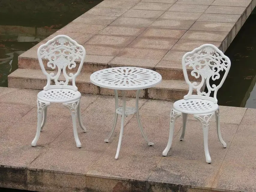 Metal kd Patio Chair Set Furniture Cast Antique Outdoor Aluminum 3 Pieces Dining Garden Patio Table and Chair Set Bistro Sets