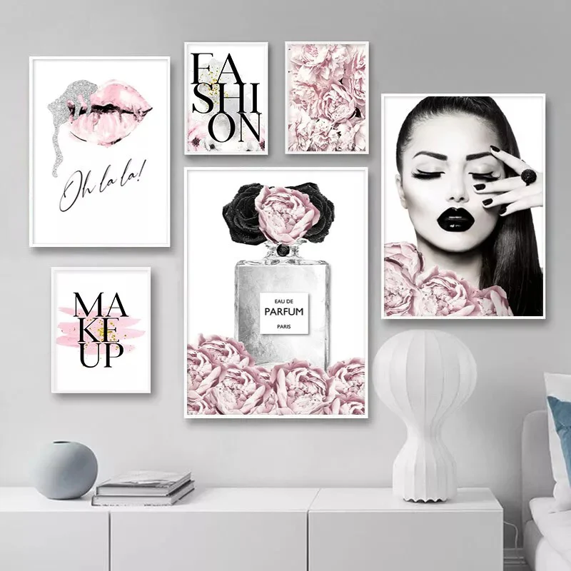 Guanjun prominent letter painting cosmetics poster wall art make up beauty woman canvas painting