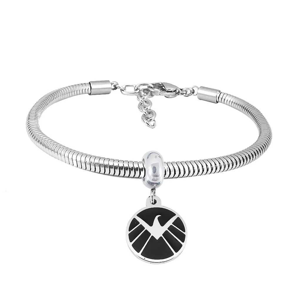 Marvel Series Pendant DIY Jewelry Stainless Steel Bracelet Charm Lucky Clover Bracelets For Family