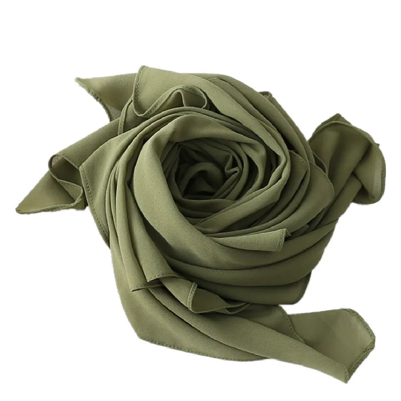  Explosive Pure Color Pearl Chiffon Malay Square Scarf 110*110 2021 new Bubble Headscarf Big
