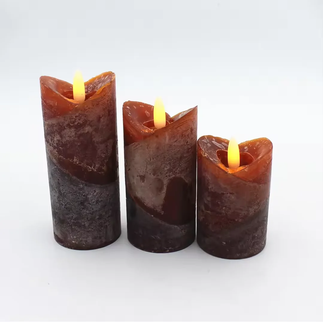 wholesale customized pillar shaped flameless Premium grey 360 top bullet wick candle vela with remote control/timer