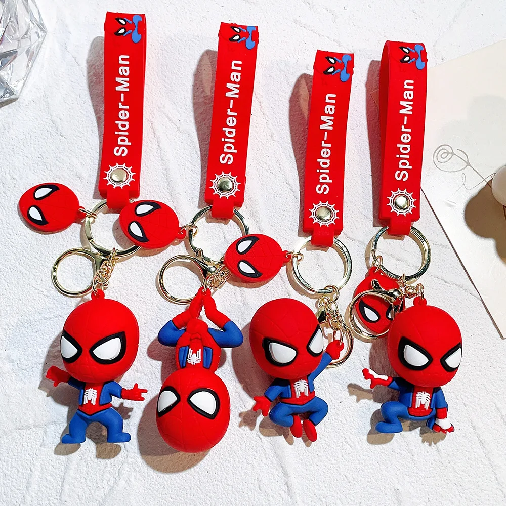 PVC inverted Spider Man 3D keychain creative rubber superhero silicone keychain wholesale