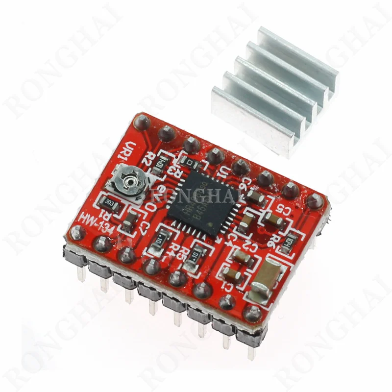 StepStick Stepper Motor Driver A4988 with Heat Sink for Reprap 3D Printer Part Red Green PCB Heatsink Stepper Motor Driver A4988
