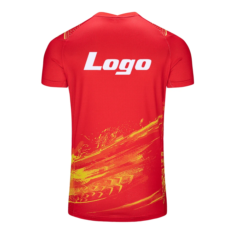 Lidong custom dtg printing Chinese Dragon style sports t shirts Ping-Pong ball team wear mesh fabric moisture wicking t-shirt