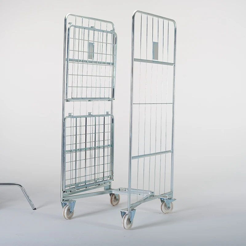 Factory Price Wholesale Powder Coated Heavy Duty Wire Steel Roll Container Storage Cage Trolley Roll Container Trolley