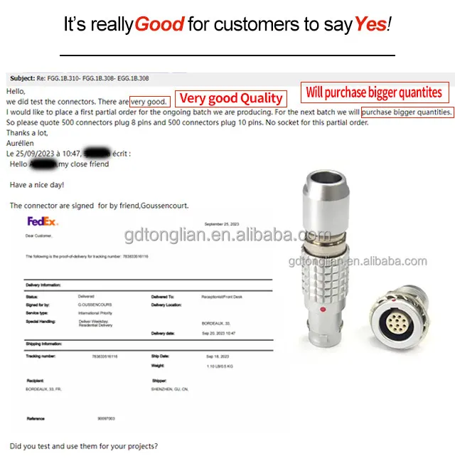 High-quality Circular Connectors FGG-1B-306-CLAD52 Connectors EGG-1B-306-CLL 1B 6pin Plug Socket Compatible with LEMOS standards