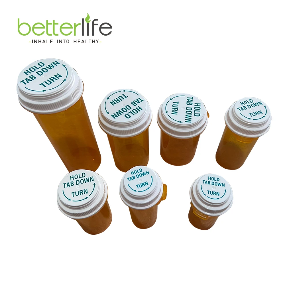 Child Resistant 6 to 120 Dram Plastic Prescription Rx Reversible Screw Cap Vials Pill Bottles Plastic Bottles