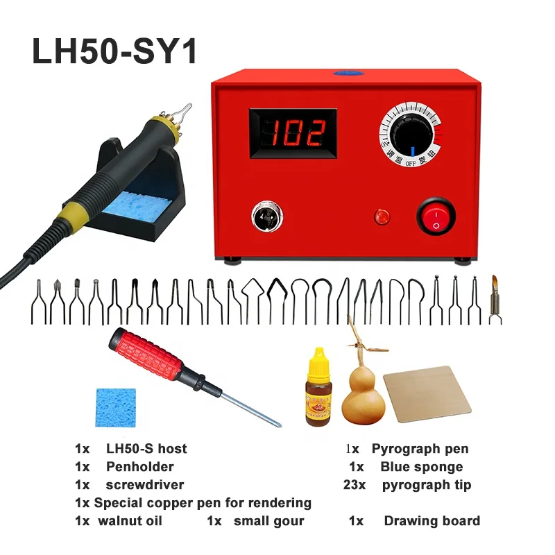 Wood Carving Tools Electric Soldering Iron Engraving Machine With 23 Kinds Of Pyrograph Pens And Walnut Oil Pyrography machine