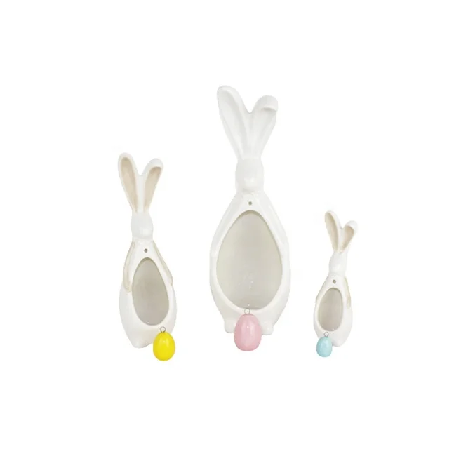  Cute new latest hot sale White rabbit ceramic flower pot for succulent
